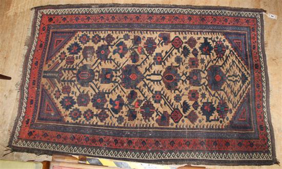 Red & blue pattern rug